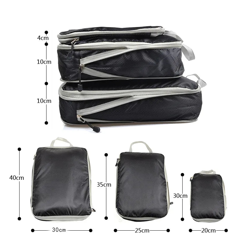 Travel Storage Bag Compressible Packing Cubes Foldable Waterproof Travel Suitcase Nylon Portable With Handbag Luggage Organizer