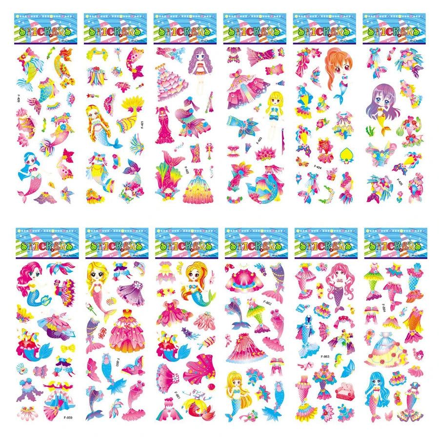 5 Sheets Kids Stickers Puffy Stickers for Children Birthday Christmas New Year Gift for Girl Boy Scrapbooking Cartoon Stickers