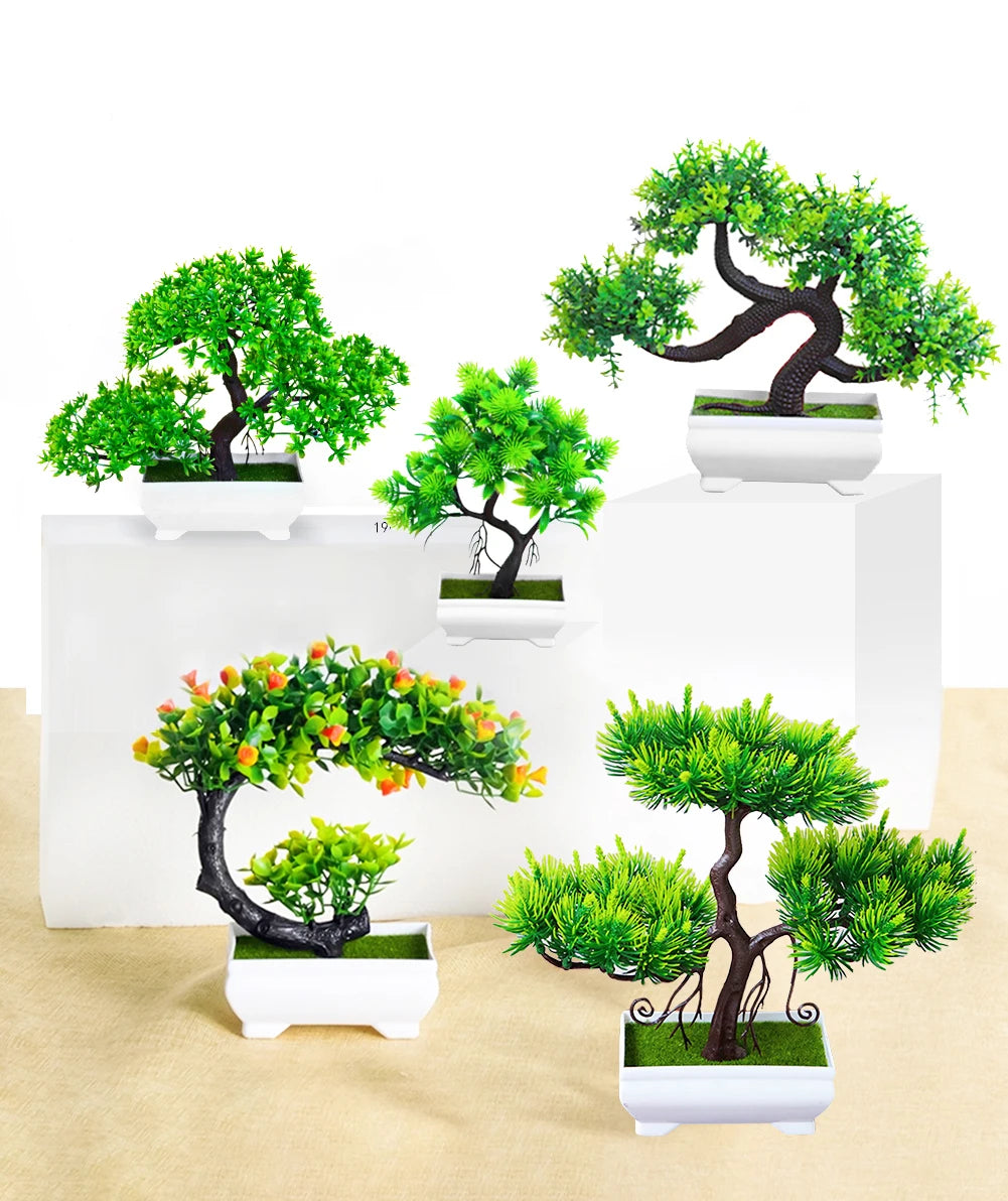 Bonsai Small Tree Pot Artificial Plants Fake Plant Flowers Potted Ornaments for Home Room Table Decoration Hotel Garden Decor