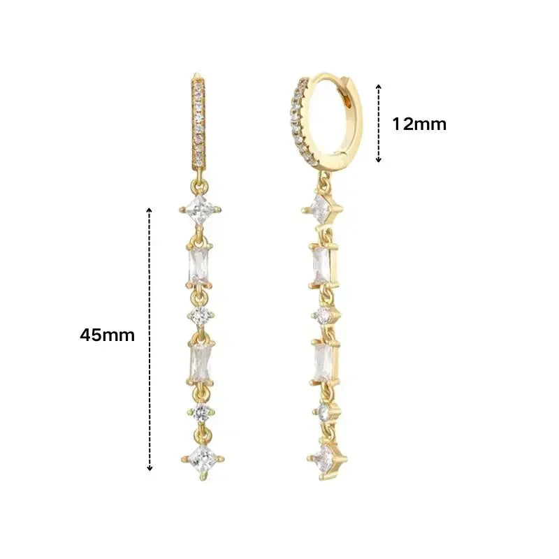 Bulbusbow Women's 925 Sterling Silver Crystal Zircon Water Drop Hoop Earrings in Gold