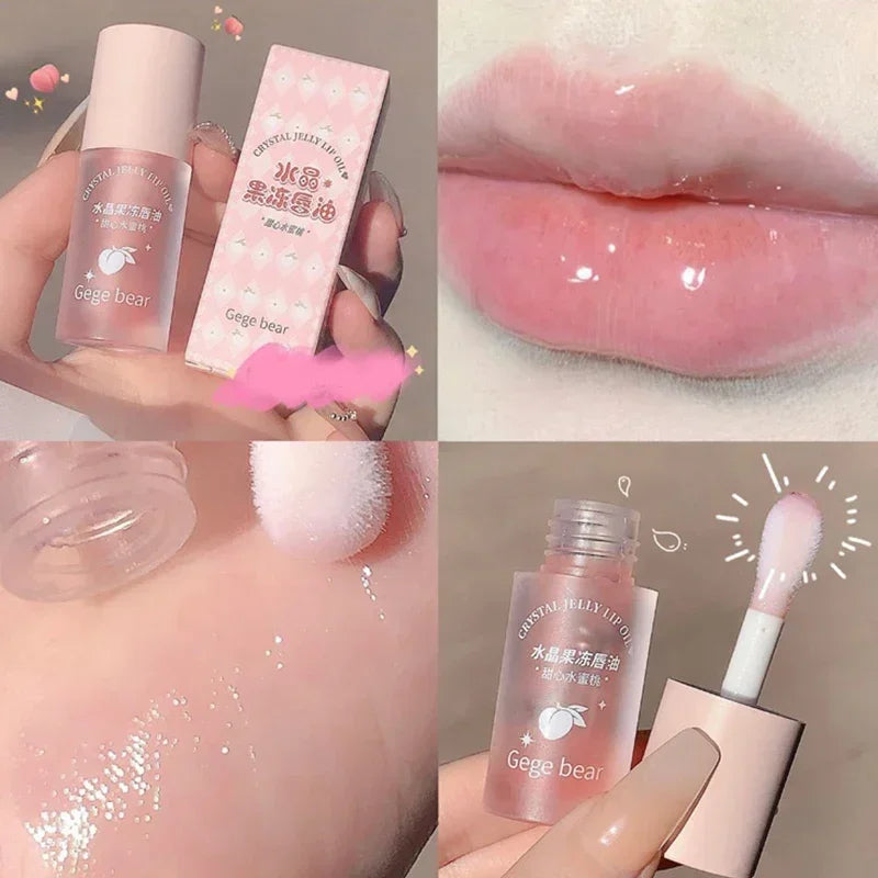 Crystal Jelly Lip Oil Hydrating Plumping Lip Coat Lipstick Moisturizing Mirror Lip Gloss Clear Lip Plumper Cosmetics Makeup