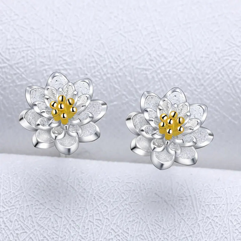 925 Sterling Silver Woman's New Fashion High-quality Jewelry Flower Stud Earrings XY0240