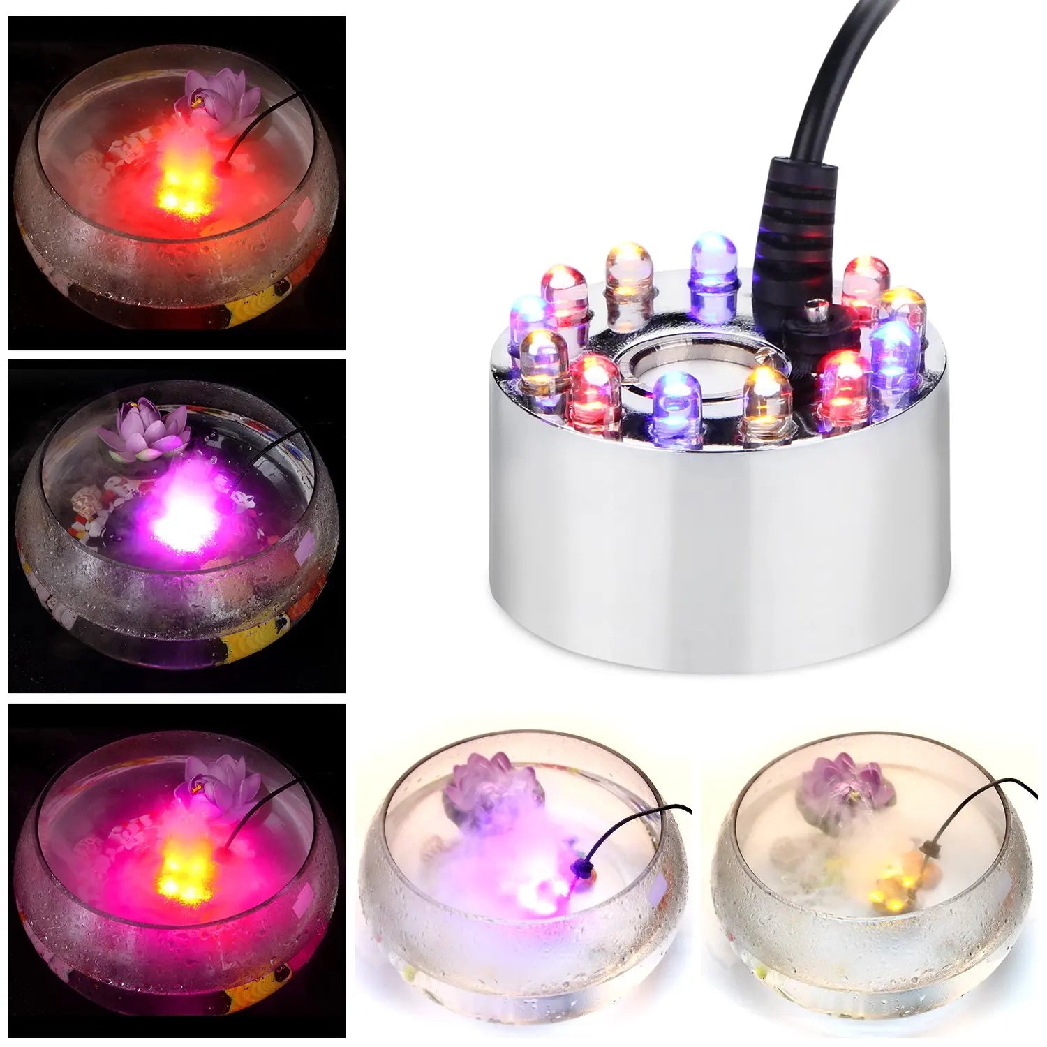 Halloween Mist Maker LED Pumpkin Light Mist Fountain Pond Fogger Machine Atomizer  Smart Control Mister with 12 colorful lights