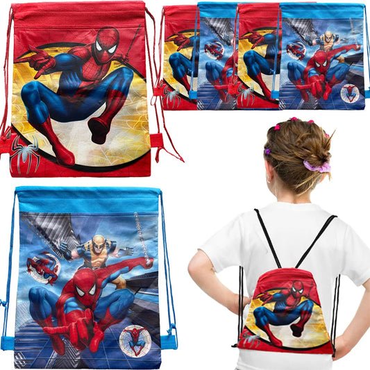 1/6 Pcs Spiderman Drawstring Bag Birthday Party Decoration Drawstring Kids Backpack Gift Bag Suitable for Birthday Party Supplie