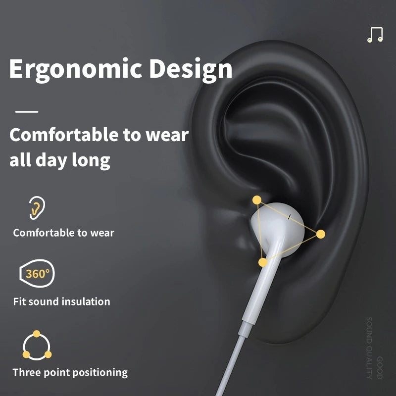 In-Ear Earphones Subwoofer With HD Mic 3.5mm TypeC Wired Headset For Samsung Xiaomi Huawei Phone Headphones Stereo Music Earbuds