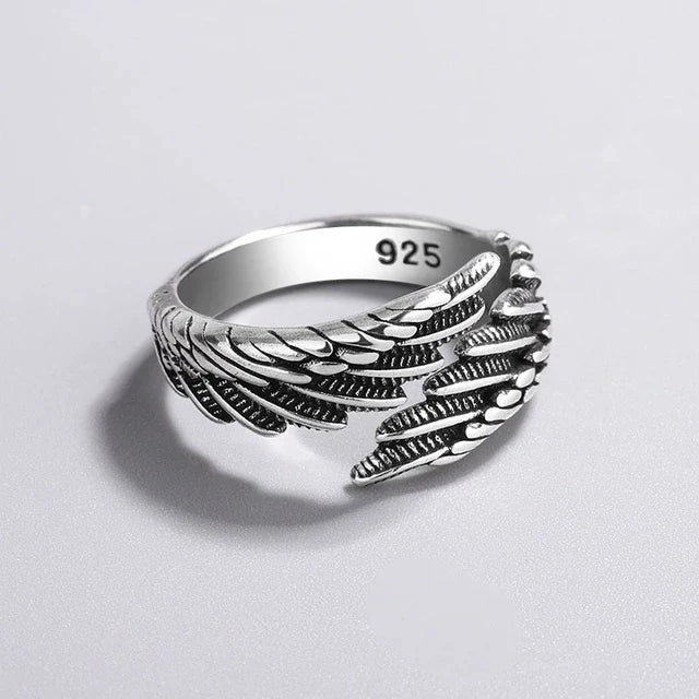 925 Sterling Silver Rings Fashion Hip Hop Vintage Couples Creative Wings Design Thai Silver Party Jewelry Birthday Gifts