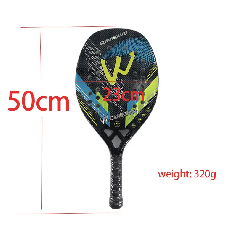 3K Camewin Beach Tennis Racket Full Carbon Fiber Rough Surface Outdoor Sports Racket For Men Women Adult Senior Player 2024 New