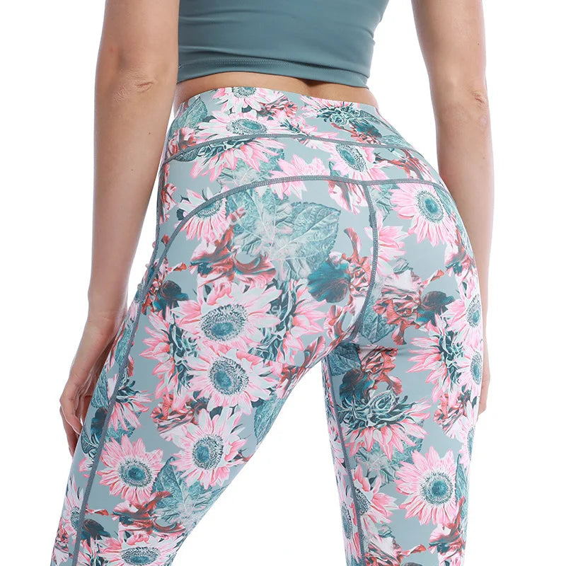 Explosive Yoga Pants Women High Waisted Tight Hip Lifting Sports Fitness Pants Camouflage Print Yoga Clothing