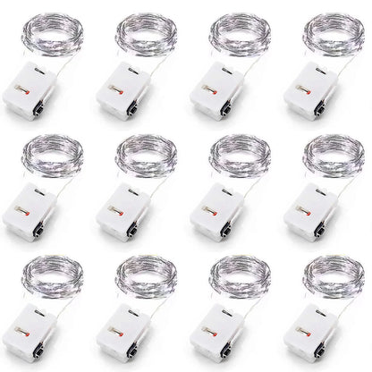 Bulbusbow 20 Pack Battery Powered Silver Copper Wire Fairy Lights