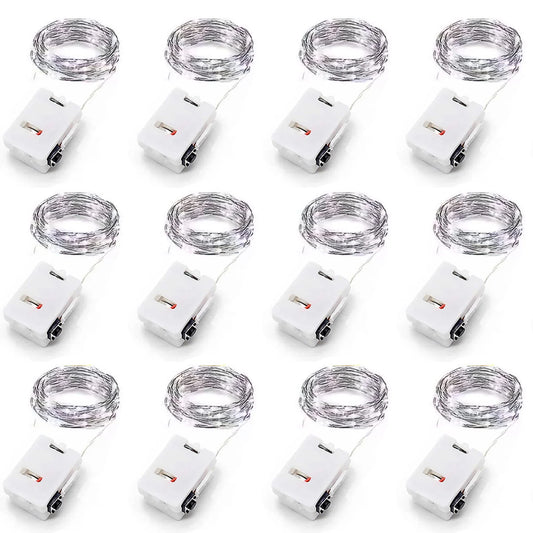 Bulbusbow 20 Pack Battery Powered Silver Copper Wire Fairy Lights