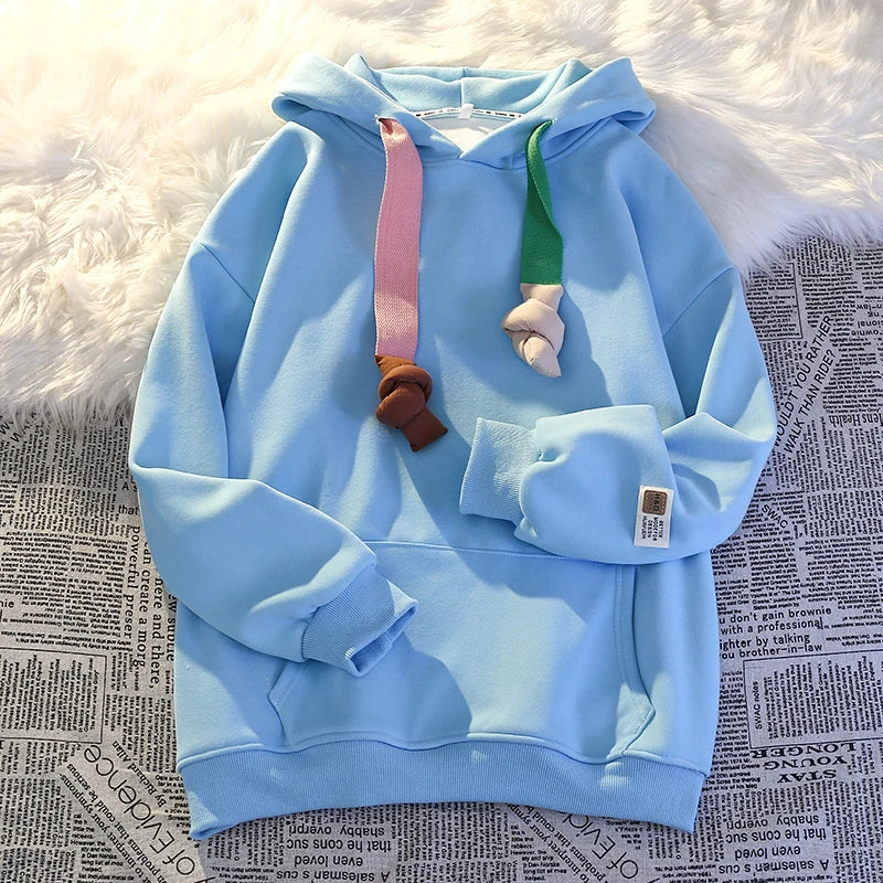 100% Cotton High Quality Candy Color Cute Kawaii New in Hoodies Sweatshirts for Women Winter Spring Japanese Streetwear Hoodie