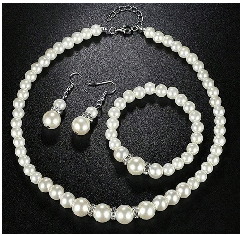 Fashion Pearl Jewelry Set Simulated Pearl Double Layer Luxury Earrings Necklace Wedding Everyday Versatile Necklace Bracelet Set