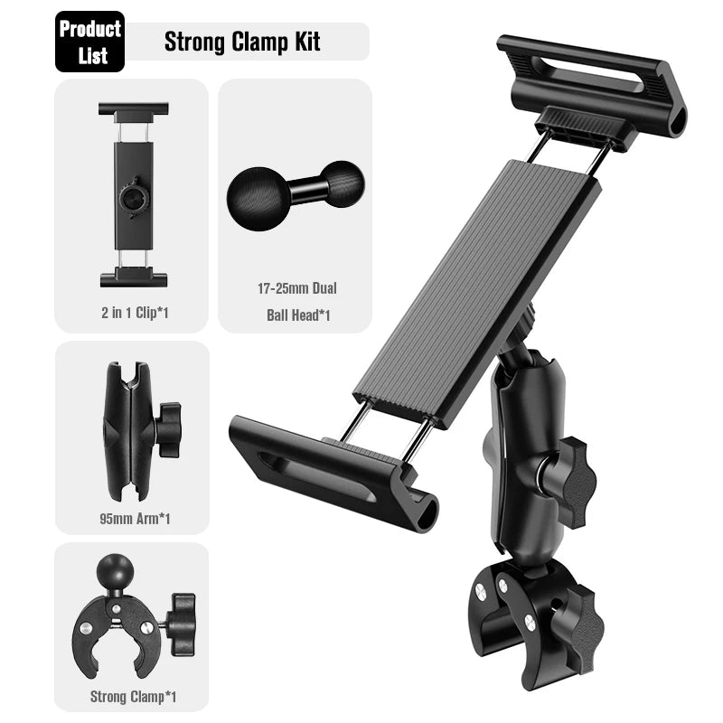 Motorcycle Bike Tablet Holder Universal 4.5-13.5 inch Indoor Gym Treadmill Handlebar Tablet Holder Stand Support for iPad iPhone