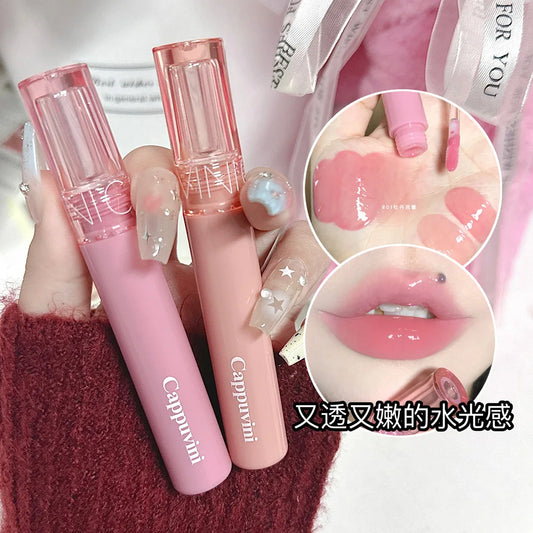 Cappuvini 6 Color Juice Jelly Lip Gloss Long Lasting Moisturizer Water Light Lipstick Mirror Gloss Lipstick Affordable Makeup