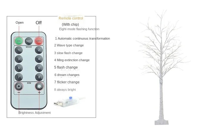 Christmas Decoration LED Birch Tree Bedroom Light for Landscape Luminous Decoration New Year DIY Decor Christmas Tree Party Gift