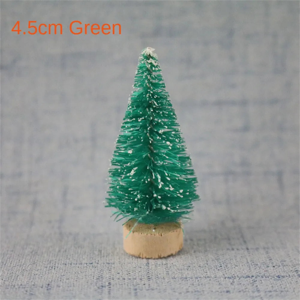 12PCS Set Mini Christmas Tree DIY Christmas Decorations 2025 Year Small Pine Tree Xmas Ornaments Navidad Gifts Christmas Decors