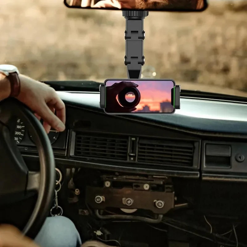 Rearview Mirror Phone Holder for Car, 360° Rotating Phone Mount, GPS Holder Universal Car Phone Holder for All Smartphones