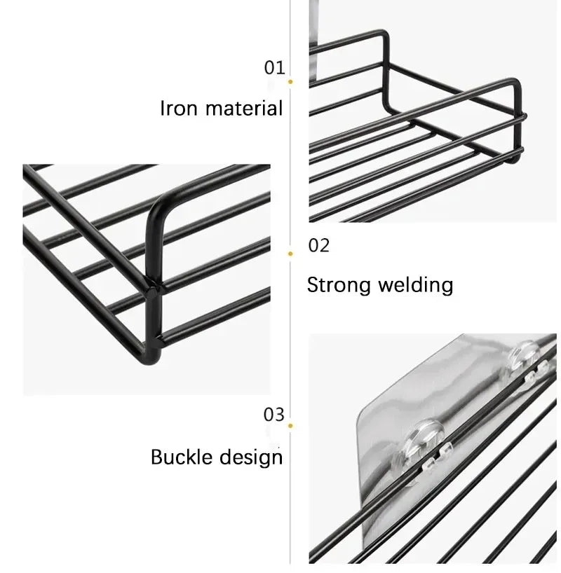 Toilet Storage Rack Bathroom Shelf No-Drill Corner Shelf Shower Wall Mounted Shelf Bracket Bathroom Accessory Organizer Shampoo