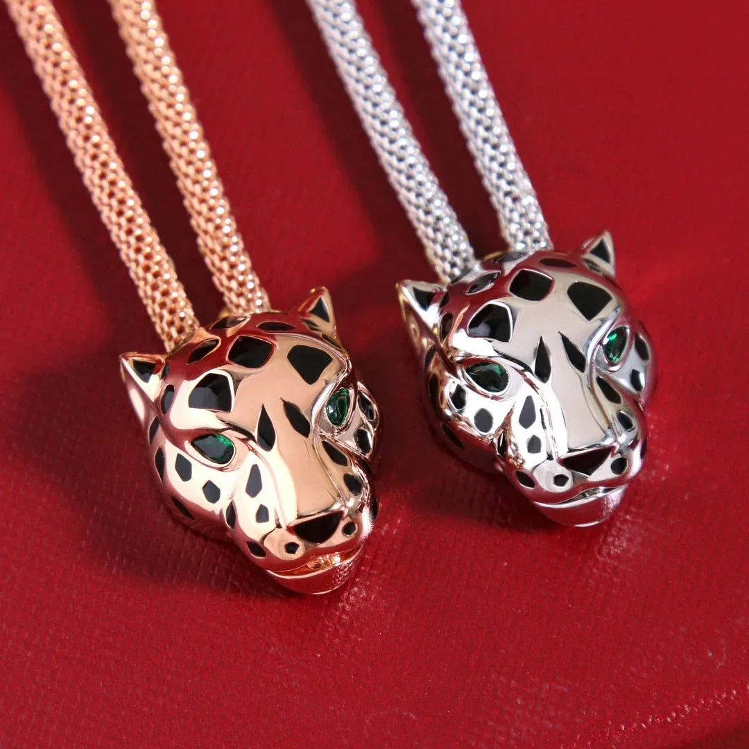 Hot Brand Vintage Diamond Necklace Luxury Jewelry  For Women Designer Pendant 925 Sterling Silver Lady Party Leopard Necklaces