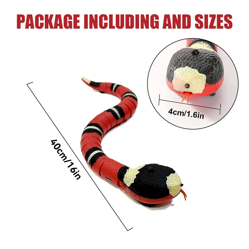 Bulbusbow Rechargeable Smart Sensor Snake Toy for Cats & Dogs – Interactive, Automatic Obstacle-Sensing Pet Toy & Children's Gift – Safe ABS Plastic, USB Charging, Realistic Design