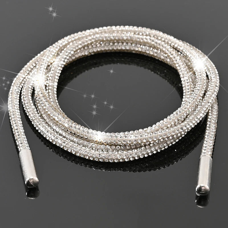 1Pair/2Pcs Rhinestone Shoe Lace Luxury Diamond ShoeLace  Bright String Cross Braiding Strap DIY Drawstring