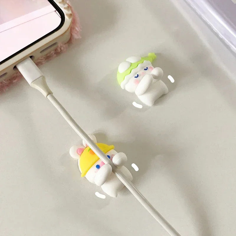 2pcs Kawaii Cartoon Cable Organizer Cute USB Charger Data Line Wire Wall Hooks Cable Holder Earphone Cable Winder Desk Organizer