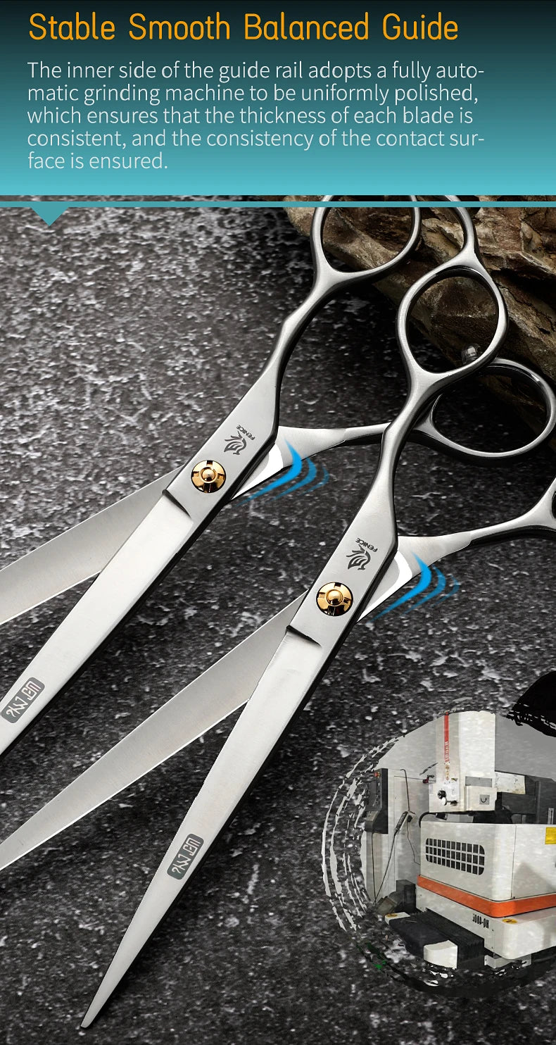 Fenice Professional 7.0 /7.5 inch pet grooming in dog hair trimmers scissors serrated blade dog cutting grooming shears