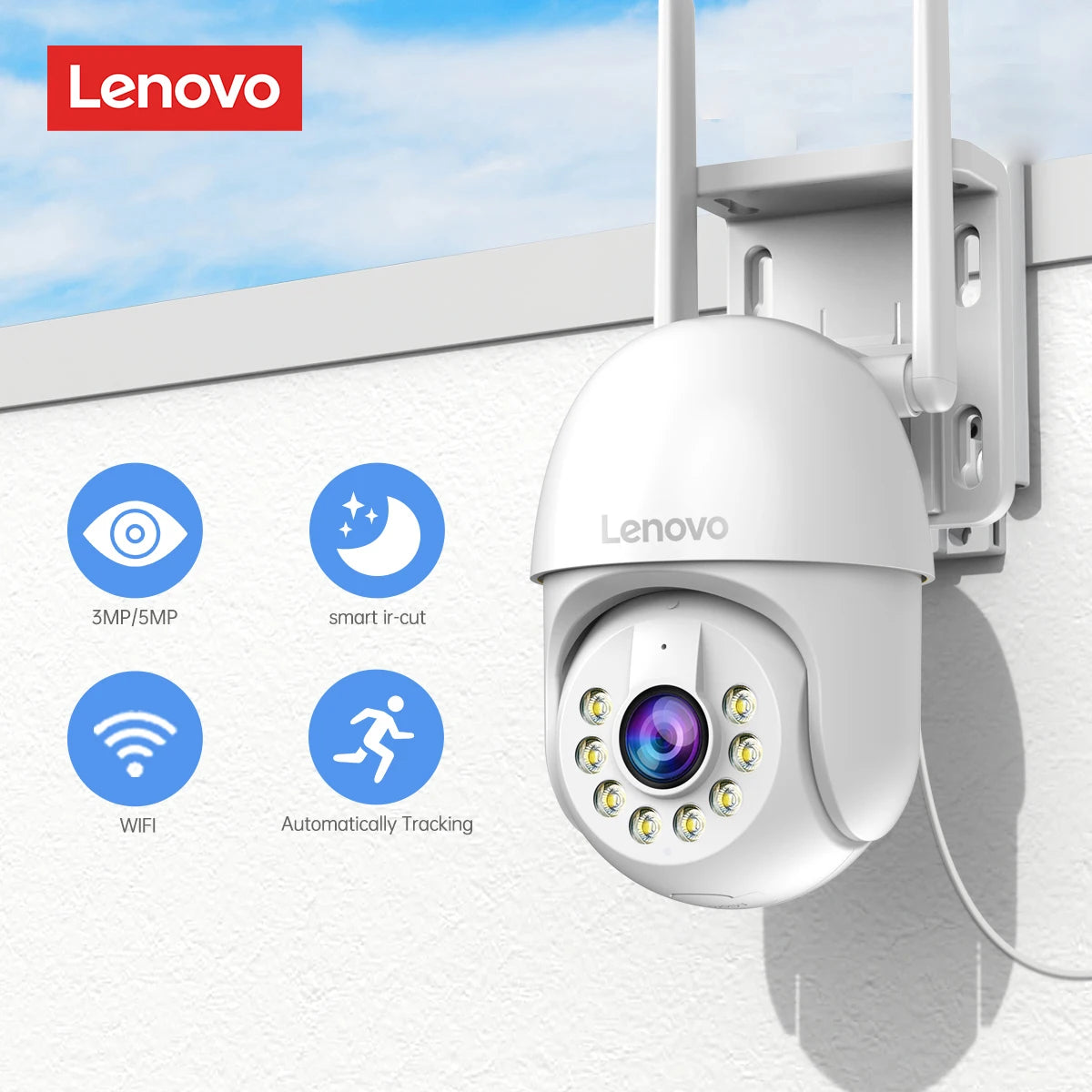 Lenovo 3MP 5MP PTZ WIFI IP Camera Audio CCTV Surveillance Smart Home Outdoor 4X Digital Zoom Color Night vision Waterproof