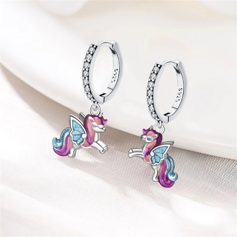 Bulbusbow Luminous Shell Women Earrings Original 925 Sterling Silver Pave CZ Star Moon Hoop Earrings Engagement Wedding Jewelry