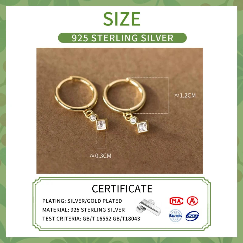 INZATT INS Hot Real 925 Sterling Silver Zircon Hoop Earrings For Fashion Women Punk Fine Jewelry 18k Gold Accessories