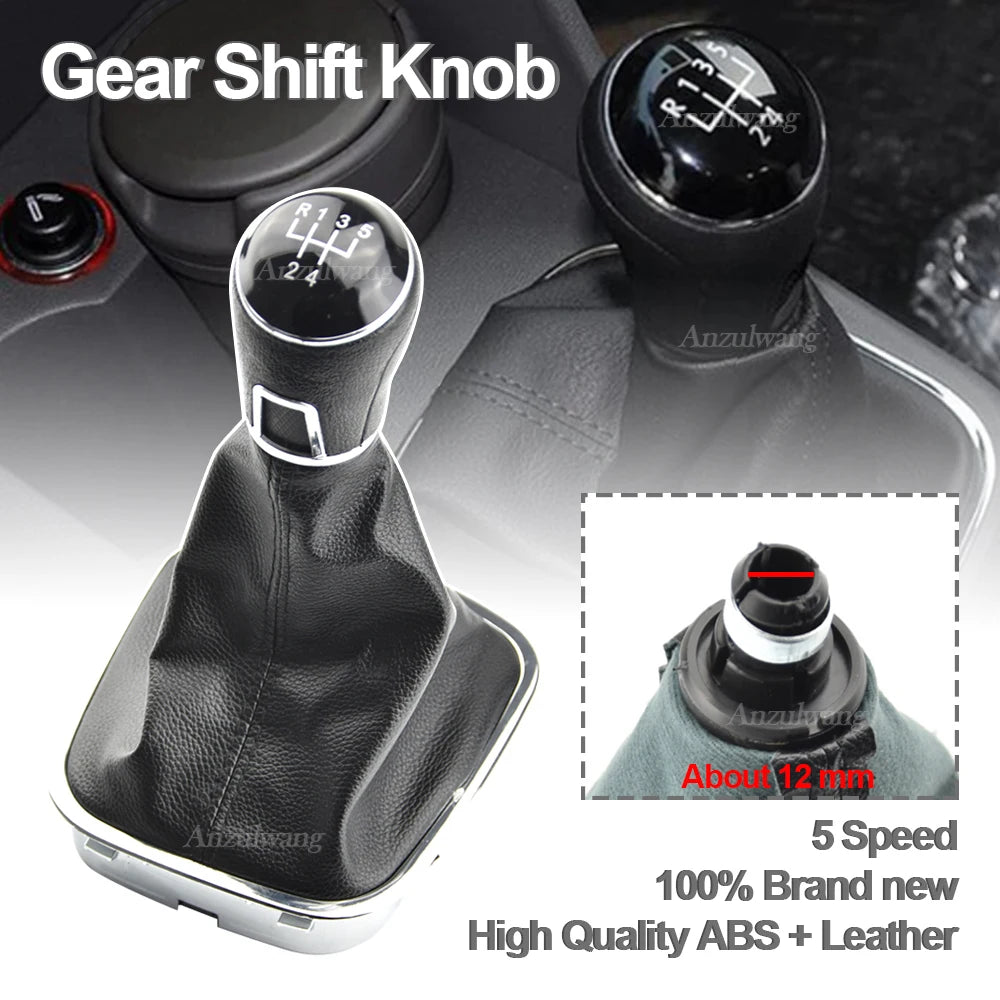 For VW Volkswagen Polo 6C 2015 2016 2017 2018 5 Speed Gear Gear Lever Stick Shift Knob With Leather Boot Car Styling