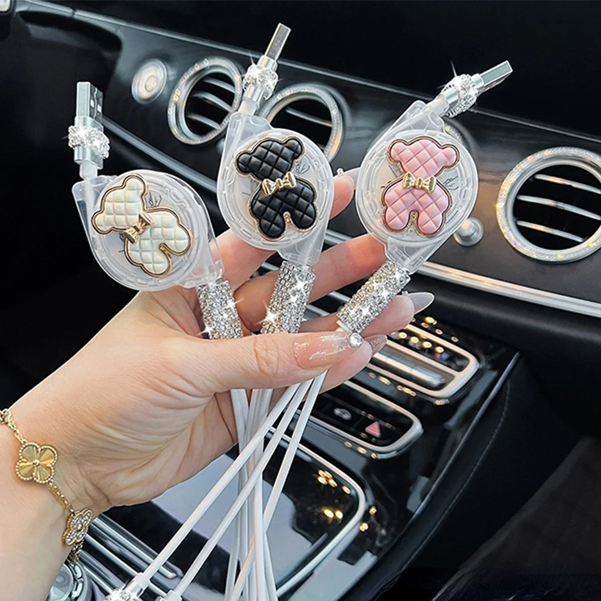 3 in 1 Multi Head Multi-function Car Charging Line Mobile Phone Fast Charging Line Female Usb For iphone samsung huawei phone