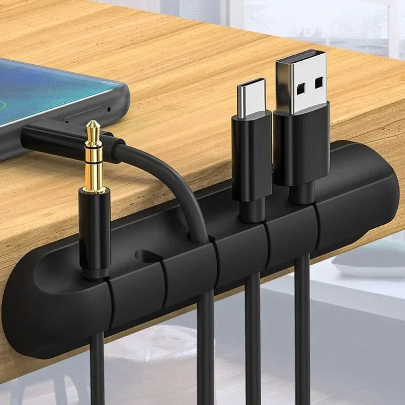 1/2 قطعة منظم كابل USB من السيليكون لفاف الكابلات مشابك إدارة سطح المكتب حامل الكابلات للماوس وسماعات الرأس منظم الأسلاك