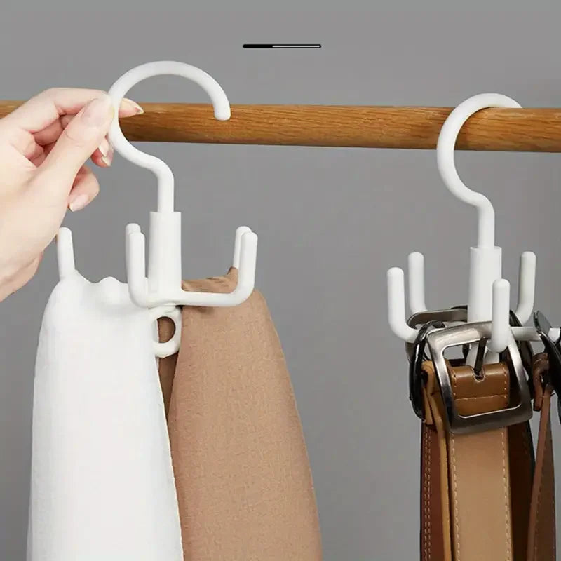 1pc Multifunctional Rotating Plastic Hook Punch Free 4-Claw Rotation Coat Hanger Belt Organizer Wardrobe Belt Hanger