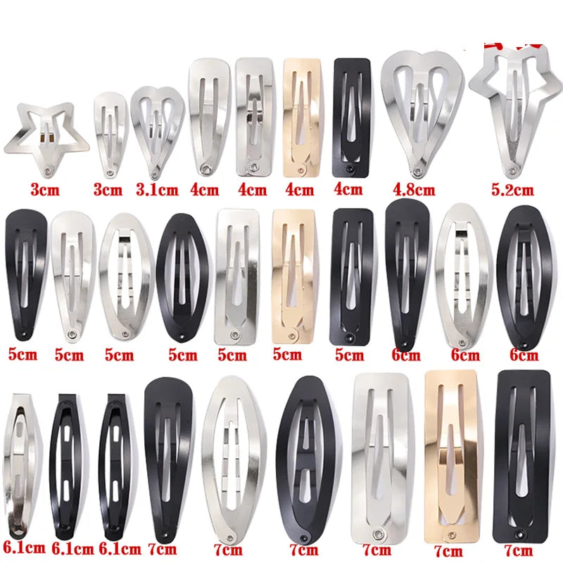 10/20/30pcs/set Women Silver Gold Black Waterdrop Shape Basic Alloy Hair Clips BB hairpins Barrettes Fashion Hair Accessories