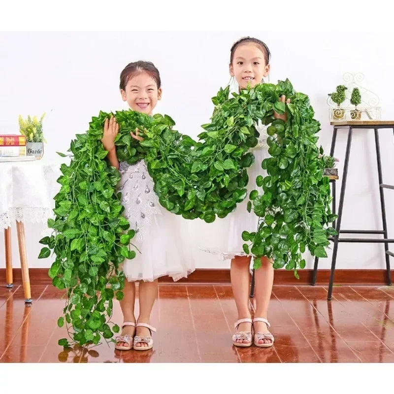 1PC 2.2M Artificial Plants Home Decor Green Silk Hanging Vines Fake Leaf Garland Leaves For Wedding Party Room Garden Decoration