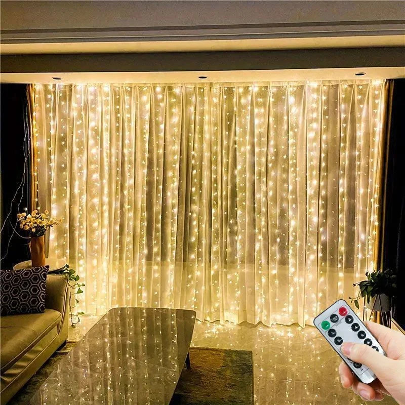 LED Curtain Lights 6m/3m USB Warm Fairy String Lights Festival Lighting Window Lamp Home Bedroom Wedding Christmas Decoration