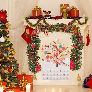 Felt Christmas Advent Calendar 24 Days Christmas Countdown Calendar with 35pcs Ornaments Reusable Wall Hanging Countdown