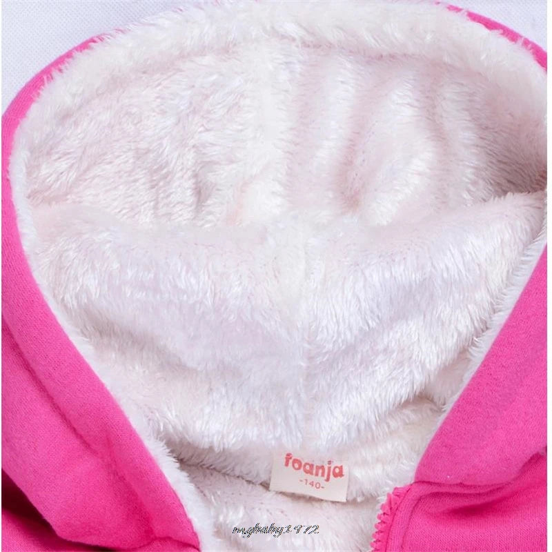 Cute Lovely Kuromi Melody Winter Costume Kids Thicken Fleece Hooded Jacket Toddler Girls Outfits Baby Boys Warm SportSuit