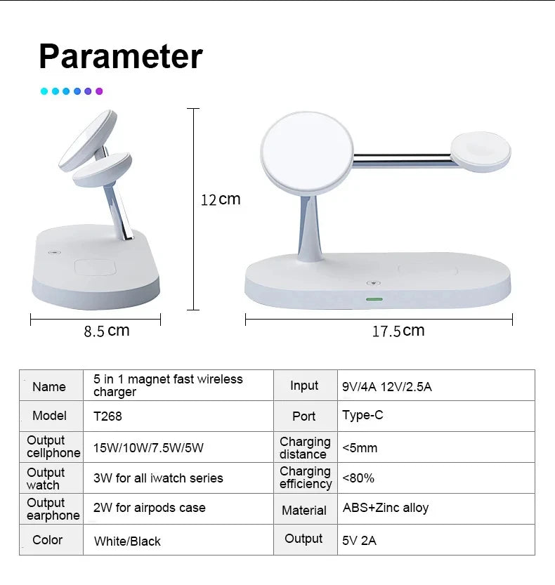 3 in 1 macsafe Wireless Charger For iPhone 15 14 13 12 Pro Max for Apple Watch 9 8 7 6 5  Airpods Pro 2 3 Fast Charging Station