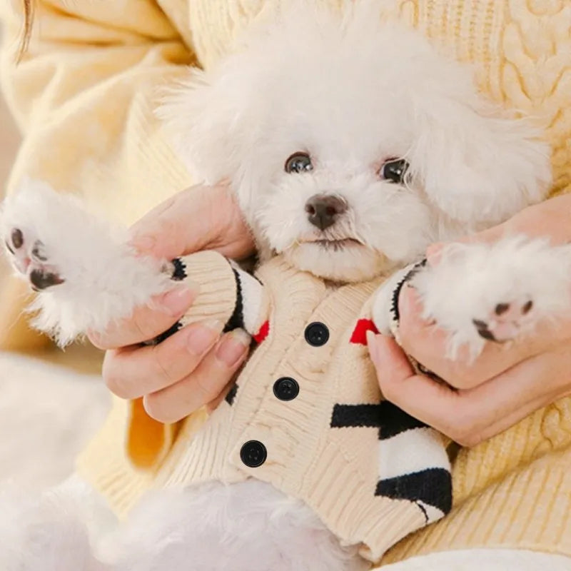 Luxury Dog Clothes Chihuahua Pet Striped Cardigan Sweater Bichon Frise Puppy Kitten Dog Warm Coat Cat Dog Accessories Pet Outfit