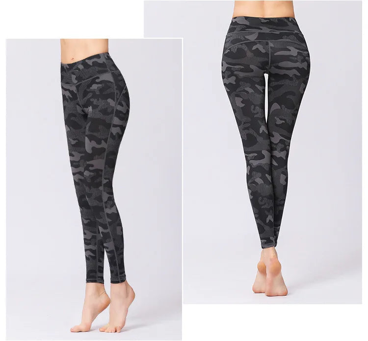 Explosive Yoga Pants Women High Waisted Tight Hip Lifting Sports Fitness Pants Camouflage Print Yoga Clothing