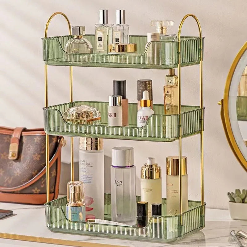 Bathroom Corner Storage Organizer Shelf Home Makeup Skincare Shampoo Lipstick Tabletop Holder Cosmetic Desk Kitchen Rack