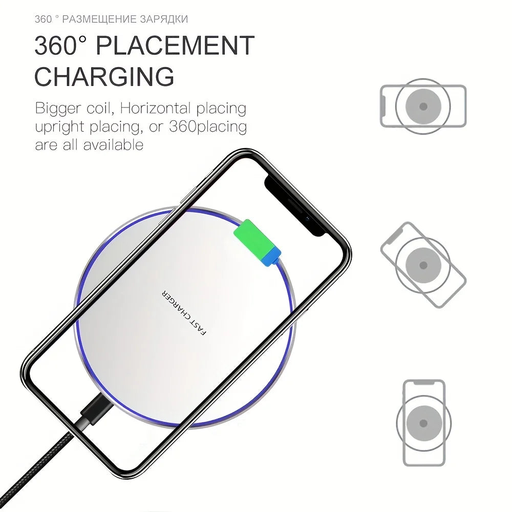 100W Wireless Charger For iPhone 15 14 13 12 11 Pro XS Max Mini X Induction Fast Wireless Charging Pad For Samsung Xiaomi Huawei