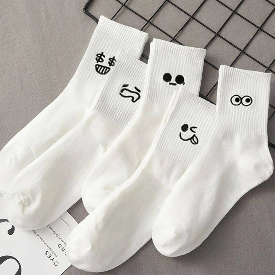 5pcs Women Socks Winter White Socks Absorb Sweat And Prevent Odor White Women's Socks