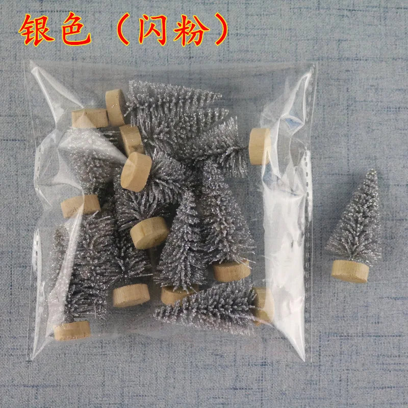 12 件迷你圣诞树剑麻丝雪松桌面装饰小圣诞树金色迷你树窗户 DIY 装饰