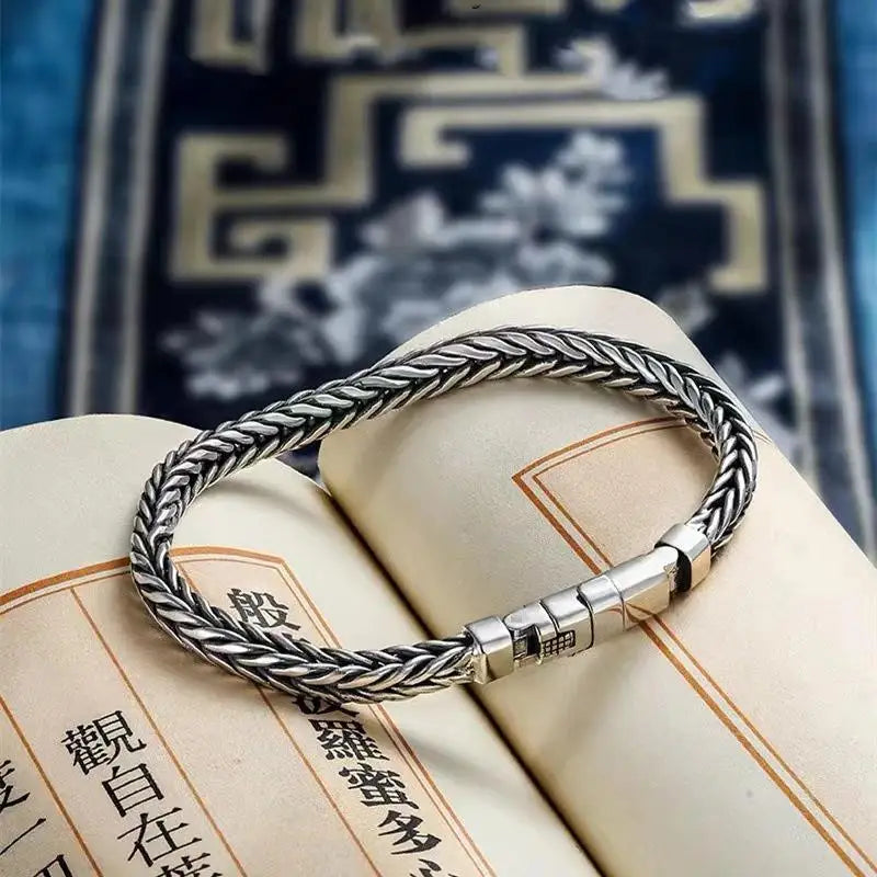 Factory Price 100% Real Solid S925 Silver Handmade Woven Retro Domineering Style Ppersonality Keel Man and Woman Bracelets