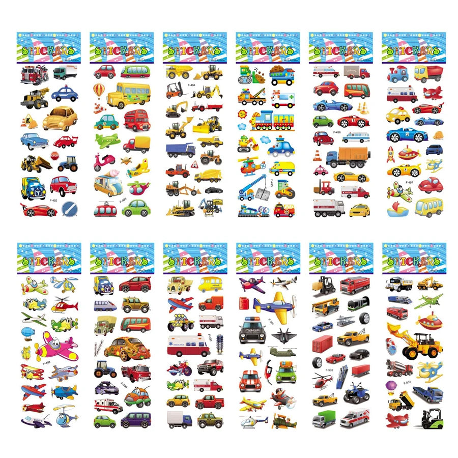 5 Sheets Kids Stickers Puffy Stickers for Children Birthday Christmas New Year Gift for Girl Boy Scrapbooking Cartoon Stickers