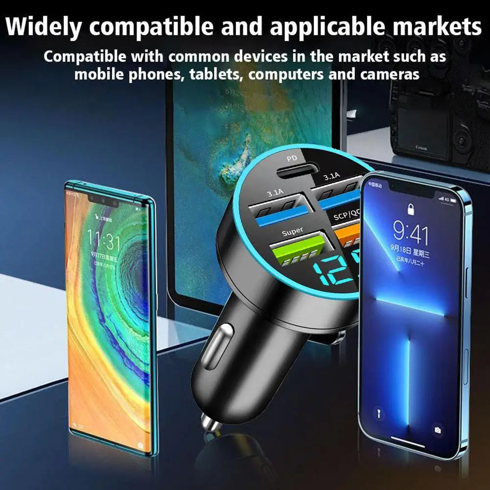 5 Ports USB Car Charge 250W Quick Mini Fast Charging For IPhone 11 Mobile Phone Charger Adapter In Car I6A1