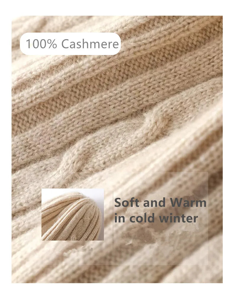 Sparsil 100% Pure Cashmere Beanies for Women Winter Double-sided Wearable Bonnet Warm Thick 2 Layer Twisted Beanie y2k Skullies